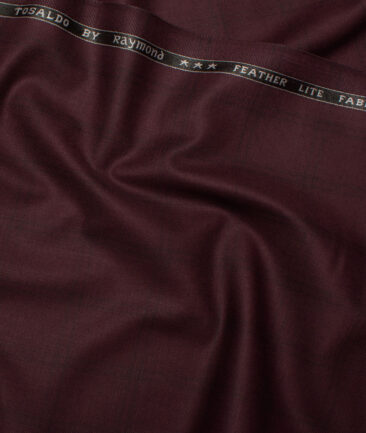 Raymond Terry Rayon Checks  Suiting Fabric (Wine) - Image 3