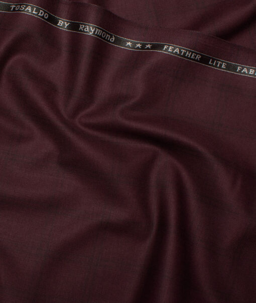 Raymond Terry Rayon Checks  Suiting Fabric (Wine) - Image 3