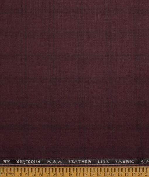 Raymond Terry Rayon Checks  Suiting Fabric (Wine) - Image 4