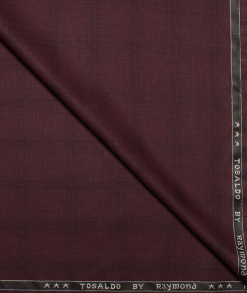 Raymond Terry Rayon Checks  Suiting Fabric (Wine) - Image 1