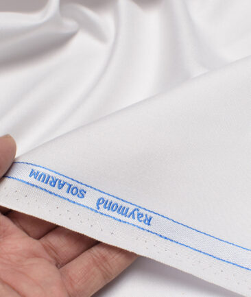 Raymond Polyester Viscose Solids  Suiting Fabric (White) - Image 2