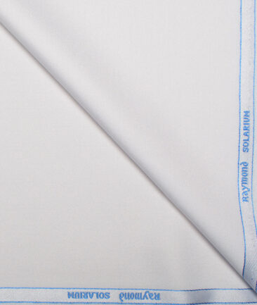 Raymond Polyester Viscose Solids  Suiting Fabric (White)