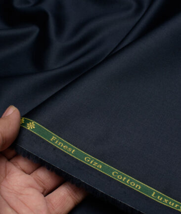 Reid & Taylor  Giza Cotton Solids Shirt or Kurta Pajama Fabric (Dark Navy Blue)