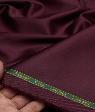 Reid & Taylor  Giza Cotton Solids Shirt or Kurta Pajama Fabric (Dark Wine)