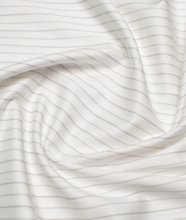 Soktas  Giza Cotton Striped Shirting Fabric (White & Grey)