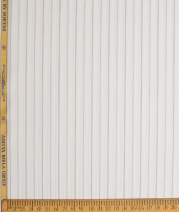 Soktas  Giza Cotton Striped Shirting Fabric (White & Grey)