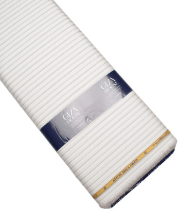 Soktas  Giza Cotton Striped Shirting Fabric (White & Grey)