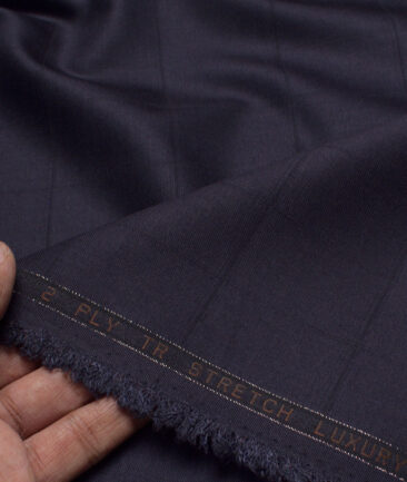 OCM Terry Rayon Checks  Stretchable Suiting Fabric (Dark Tuna Purple)