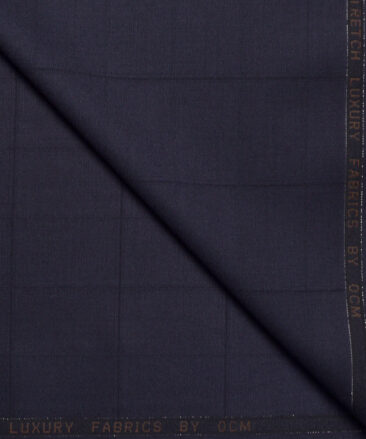 OCM Terry Rayon Checks  Stretchable Suiting Fabric (Dark Tuna Purple)