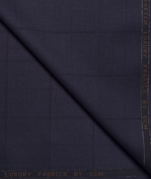 OCM Terry Rayon Checks  Stretchable Suiting Fabric (Dark Tuna Purple)