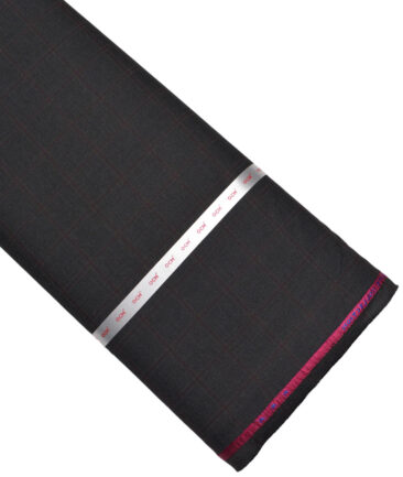 OCM Terry Rayon Checks  Stretchable Suiting Fabric (Blackish Grey)