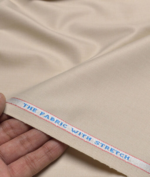 OCM Terry Rayon Structured  Stretchable Suiting Fabric (Cream)