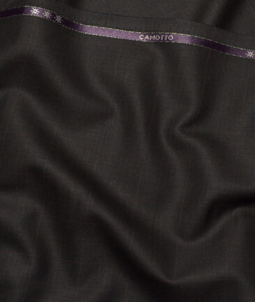 OCM Terry Rayon Checks  Suiting Fabric (Dark Brown)