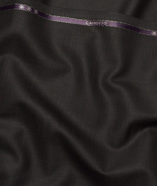 OCM Terry Rayon Checks  Suiting Fabric (Dark Brown)