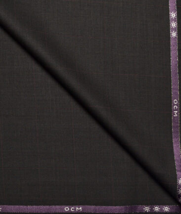 OCM Terry Rayon Checks  Suiting Fabric (Dark Brown)
