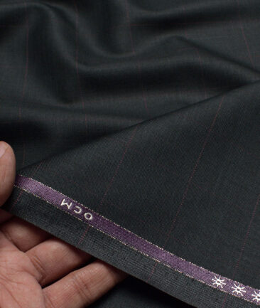 OCM Terry Rayon Checks  Suiting Fabric (Dark Green)