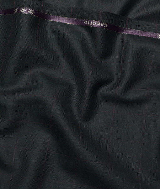 OCM Terry Rayon Checks  Suiting Fabric (Dark Green)