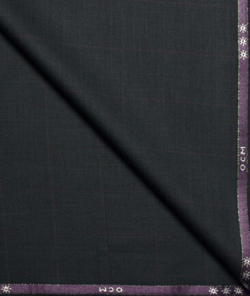 OCM Terry Rayon Checks  Suiting Fabric (Dark Green)