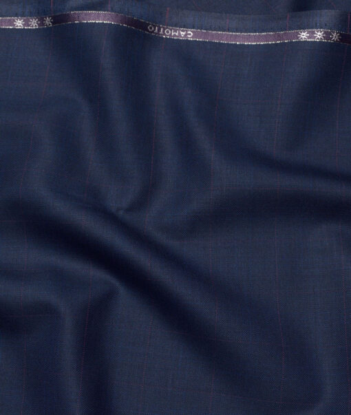 OCM Terry Rayon Checks  Suiting Fabric (Dark Royal Blue)