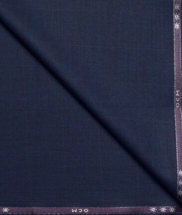 OCM Terry Rayon Checks  Suiting Fabric (Dark Royal Blue)