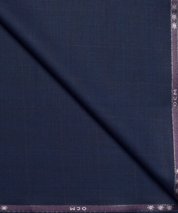 OCM Terry Rayon Checks  Suiting Fabric (Dark Royal Blue)