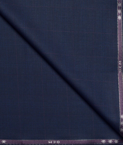 OCM Terry Rayon Checks  Suiting Fabric (Dark Royal Blue)
