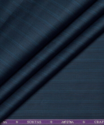 Soktas  Giza Cotton Striped Shirting Fabric (Deep Teal Blue)