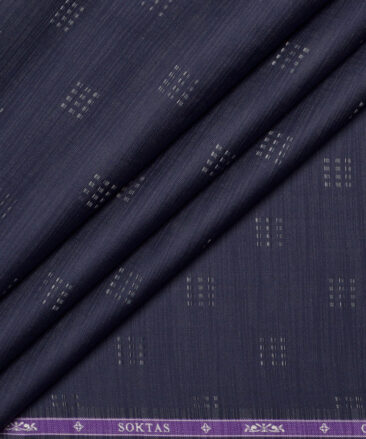 Soktas  Giza Cotton Self Design Shirting Fabric (Dark Royal Blue)
