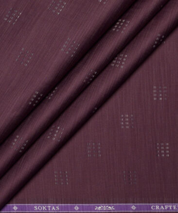 Soktas  Giza Cotton Self Design Shirting Fabric (Dark Wine)
