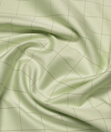 Soktas  Giza Cotton Checks Shirting Fabric (Light Green)