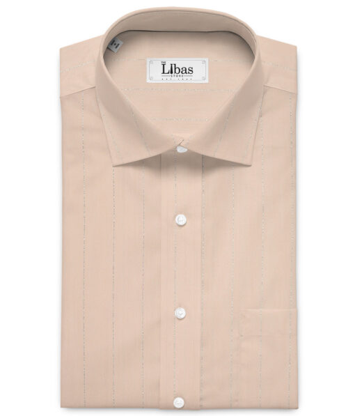 Soktas  Giza Cotton Striped Shirting Fabric (Peach)