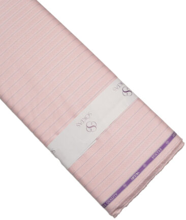 Soktas 2 Ply 100's Giza Cotton Striped Shirting Fabric (Pink)