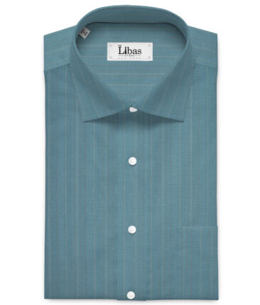 Soktas  Giza Cotton Striped Shirting Fabric (Sea Green)