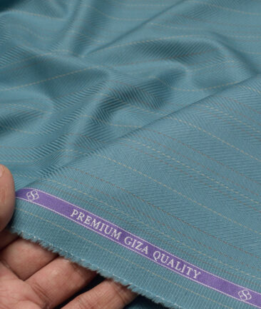 Soktas  Giza Cotton Striped Shirting Fabric (Sea Green)
