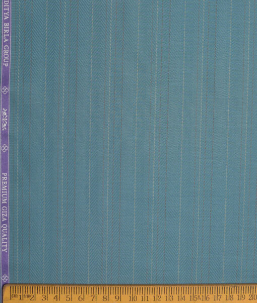 Soktas  Giza Cotton Striped Shirting Fabric (Sea Green)