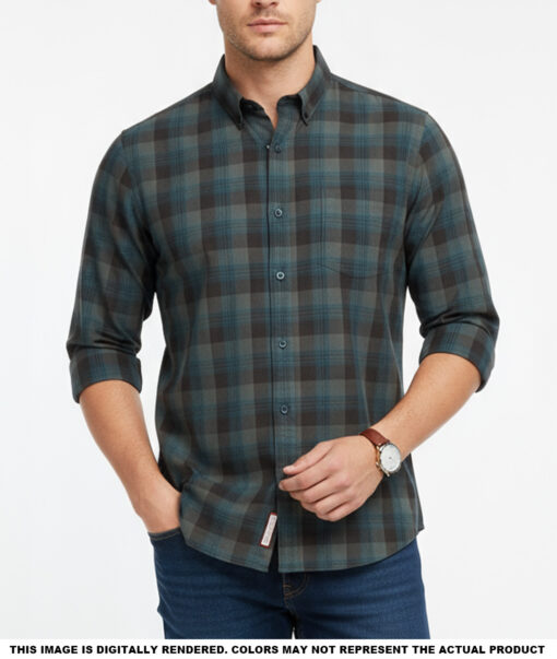Soktas  Giza Cotton Checks Shirting Fabric (Sea Green & Black)