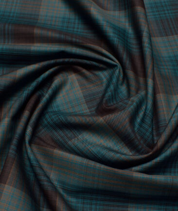 Soktas  Giza Cotton Checks Shirting Fabric (Sea Green & Black)