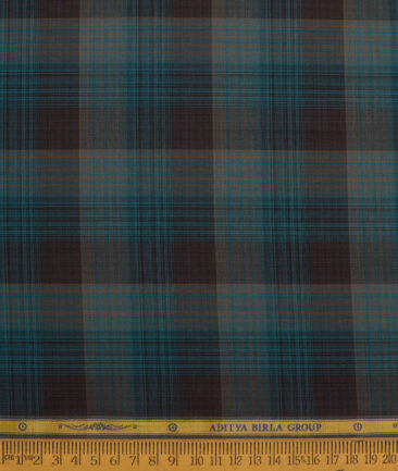 Soktas  Giza Cotton Checks Shirting Fabric (Sea Green & Black)