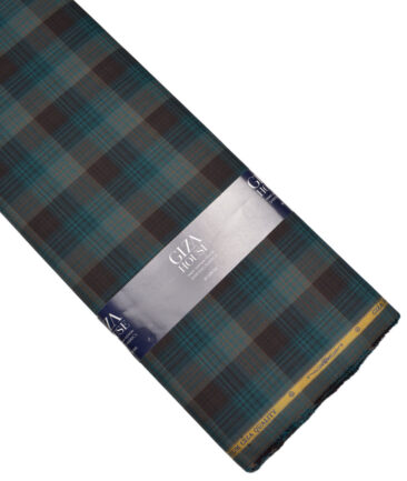 Soktas  Giza Cotton Checks Shirting Fabric (Sea Green & Black)