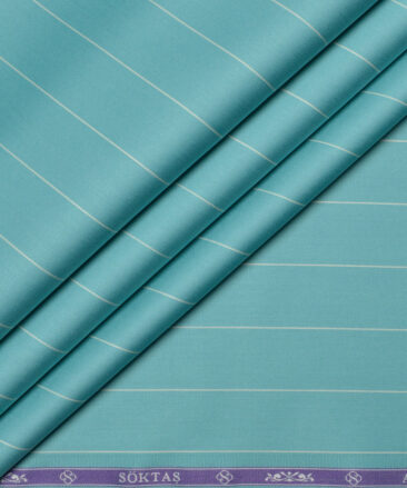 Soktas  Giza Cotton Striped Shirting Fabric (Teal Green)