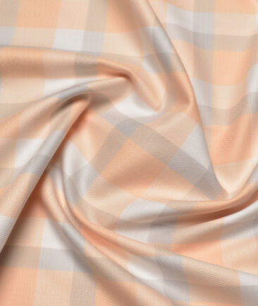 Soktas  Giza Cotton Checks Shirting Fabric (Orange)