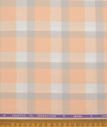 Soktas  Giza Cotton Checks Shirting Fabric (Orange)