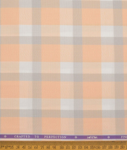 Soktas  Giza Cotton Checks Shirting Fabric (Orange)