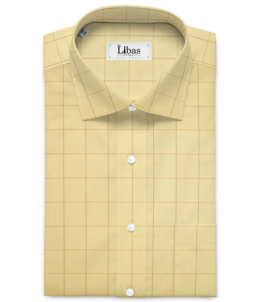 Soktas  Giza Cotton Checks Shirting Fabric (Yellow)
