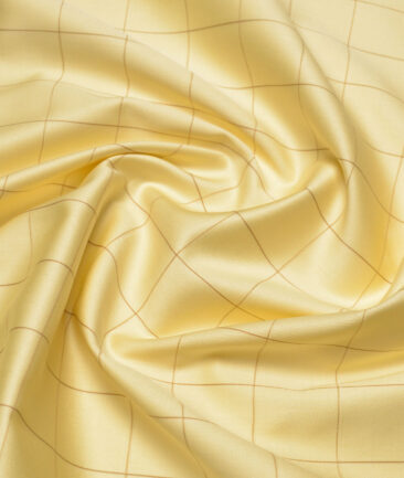 Soktas  Giza Cotton Checks Shirting Fabric (Yellow)