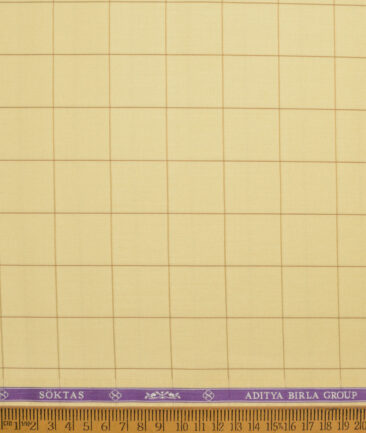 Soktas  Giza Cotton Checks Shirting Fabric (Yellow)