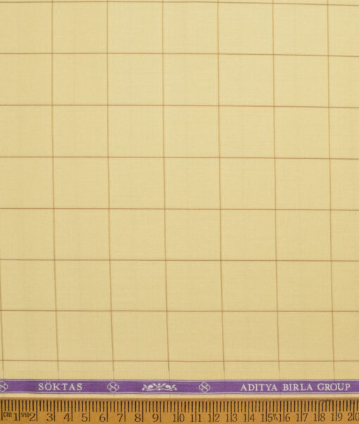 Soktas  Giza Cotton Checks Shirting Fabric (Yellow)