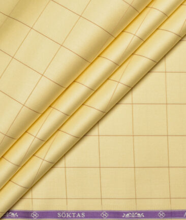 Soktas  Giza Cotton Checks Shirting Fabric (Yellow)