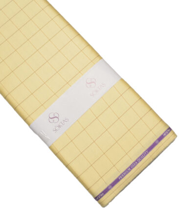 Soktas  Giza Cotton Checks Shirting Fabric (Yellow)