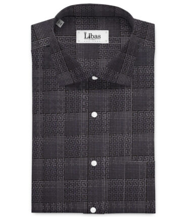 Soktas  Giza Cotton Self Design Shirting Fabric (Black & Grey)